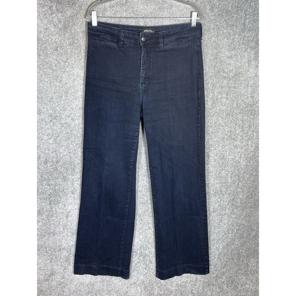 Vintage NYDJ Wide Leg Jeans Womens Size 10 Blue Dark Wash Stretch Denim Straight